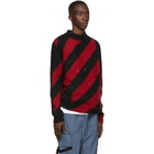 Off-White Red Mohair Diag Sweater