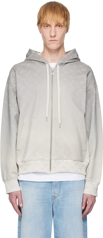 Photo: Marine Serre Gray Moon Faded Fleece Zipped Hoodie