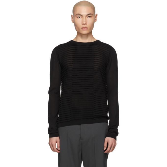 Photo: Rick Owens Black Round Neck Cropped Biker Level Sweater