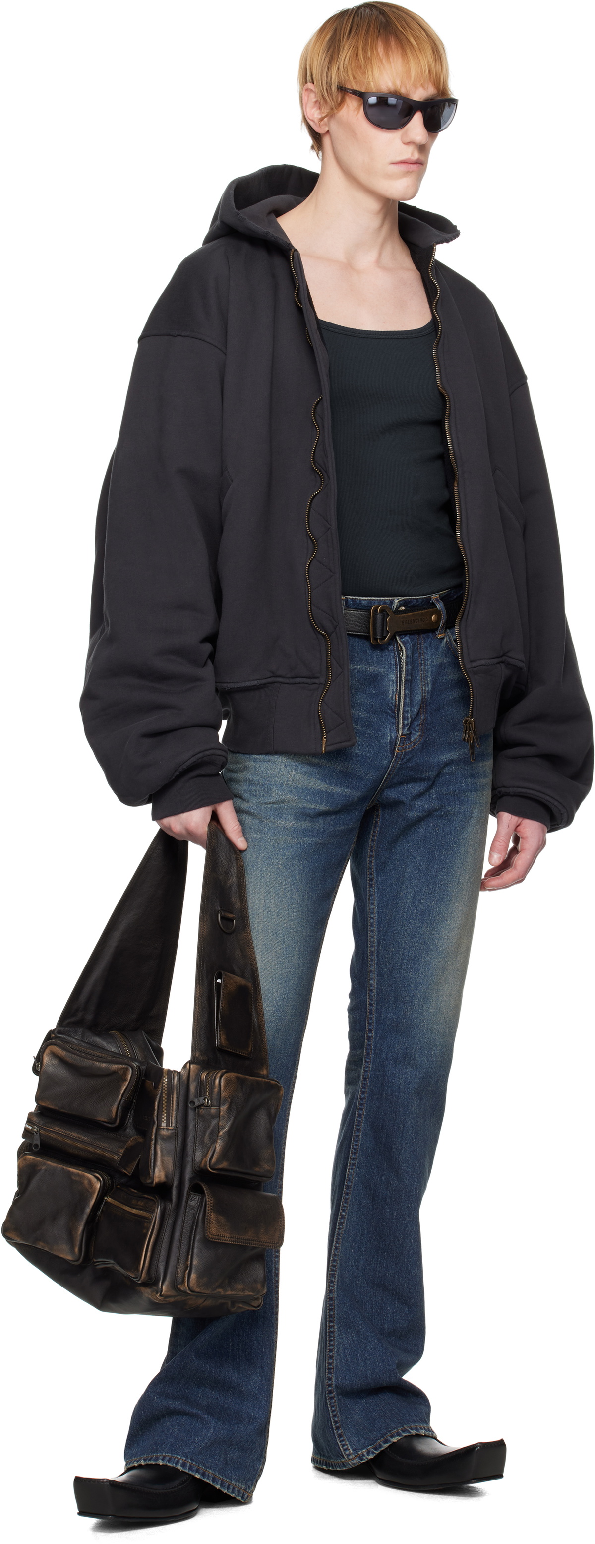 Balenciaga Black Hooded Bomber Jacket