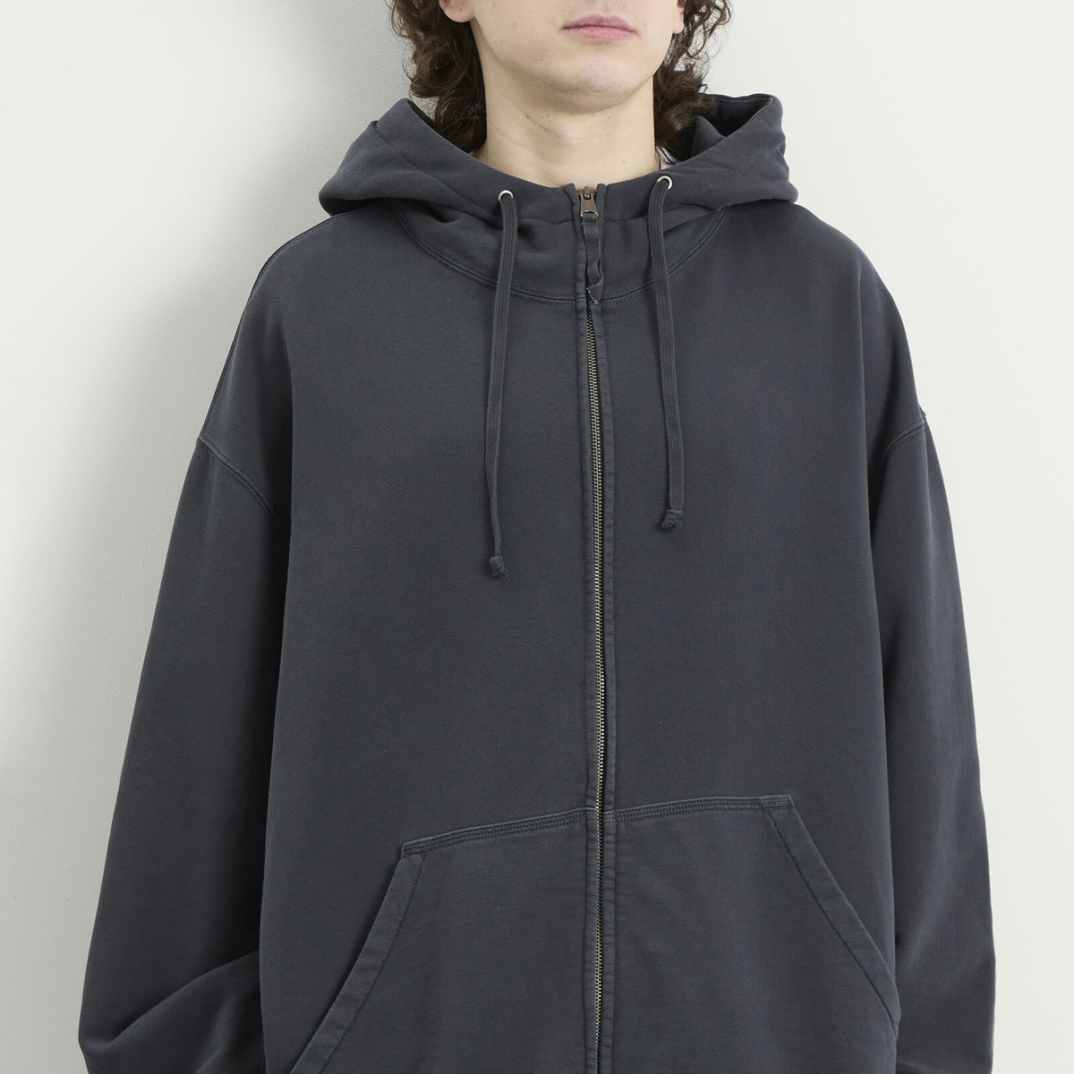Maison Margiela Men's Numbers Oversized Zip Hoodie in Washed Black