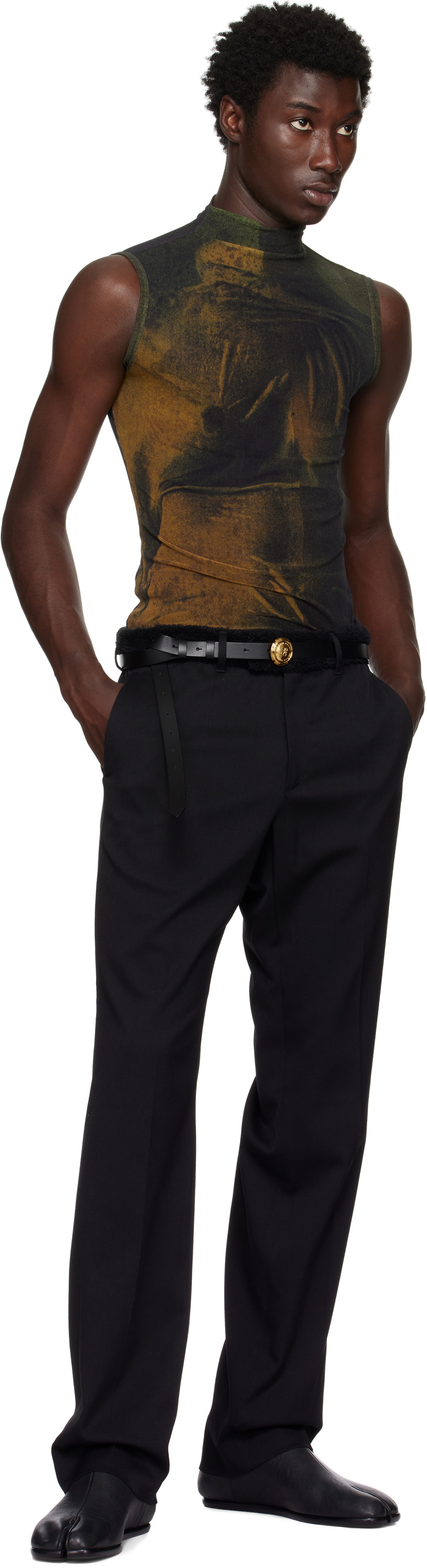Jean Paul Gaultier Black Champagne Cork Leather Belt