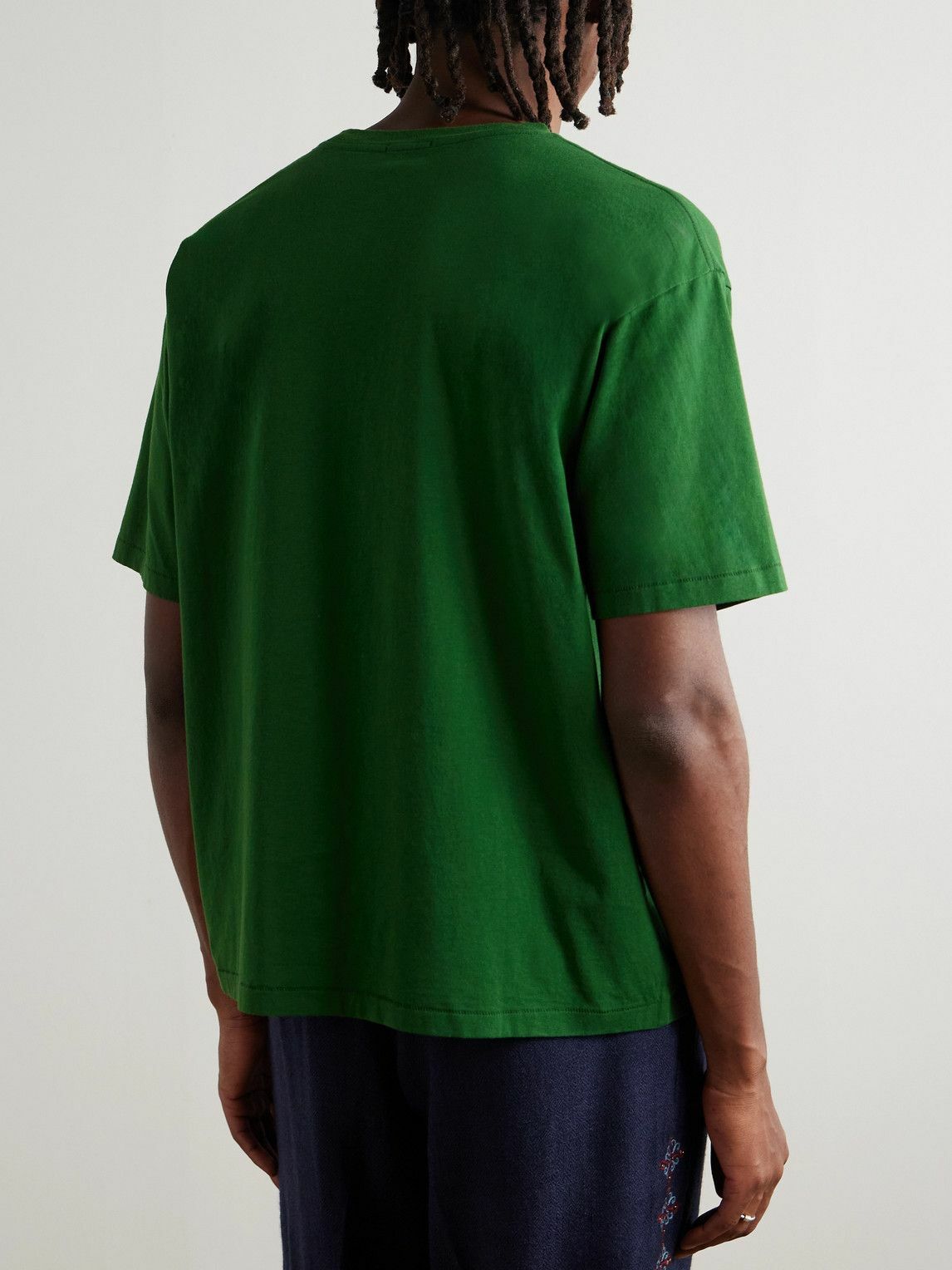 BODE - Pirate Ship Logo-Print Cotton-Jersey T-Shirt - Green