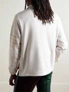 Thom Browne - Striped Cotton-Jersey Half-Zip Sweatshirt - Neutrals