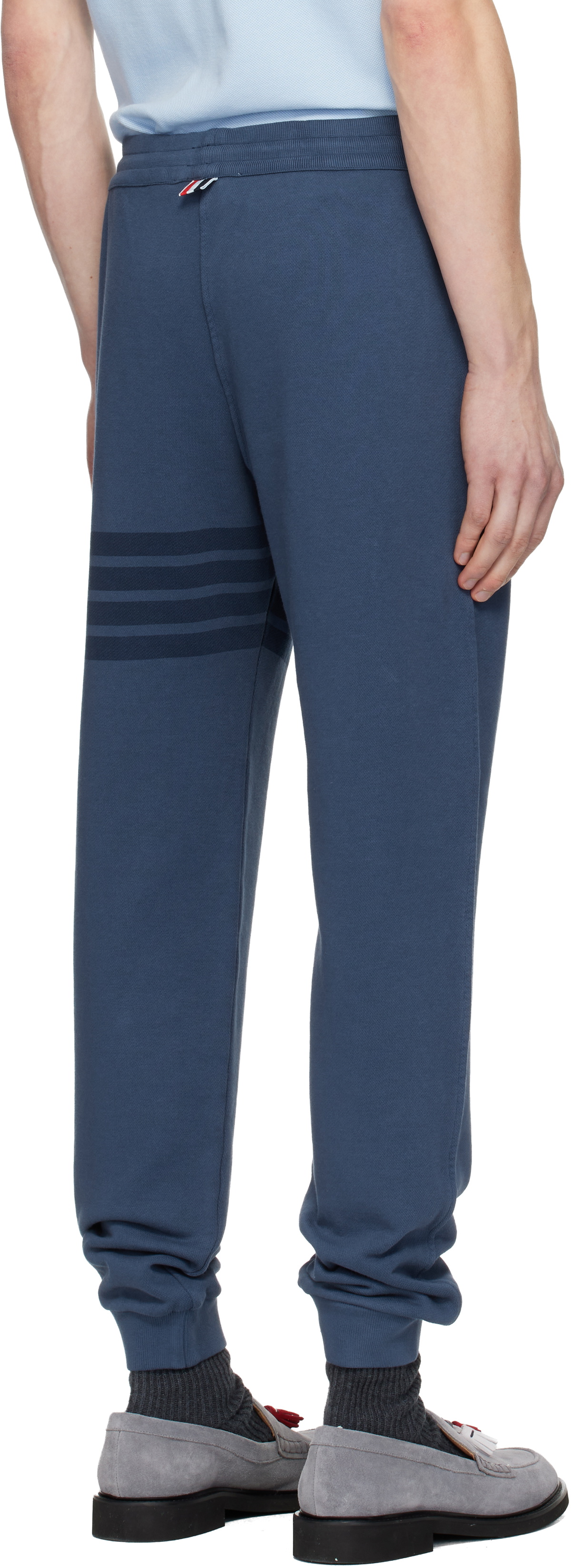 Thom Browne Blue Overdyed Solid Loopback 4 Bar Sweatpants