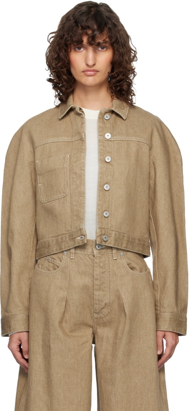 Photo: JACQUEMUS Beige 'The Ovalo cargo' Denim Jacket