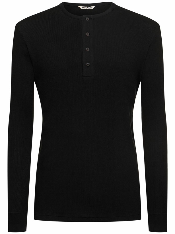 Photo: AURALEE Henly Neck Organic Cotton Rib T-shirt