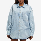 Alexander Wang Women's Printed Denim Button Down Shirt in Vintage Faded Indigo