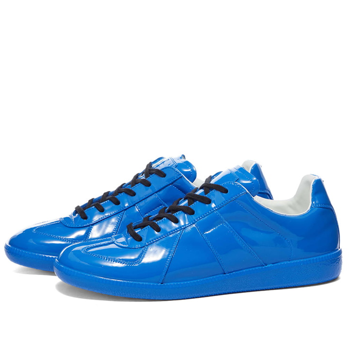 Photo: Maison Margiela Men's Replica Rubberised Leather Sneakers in Dazzling Blue