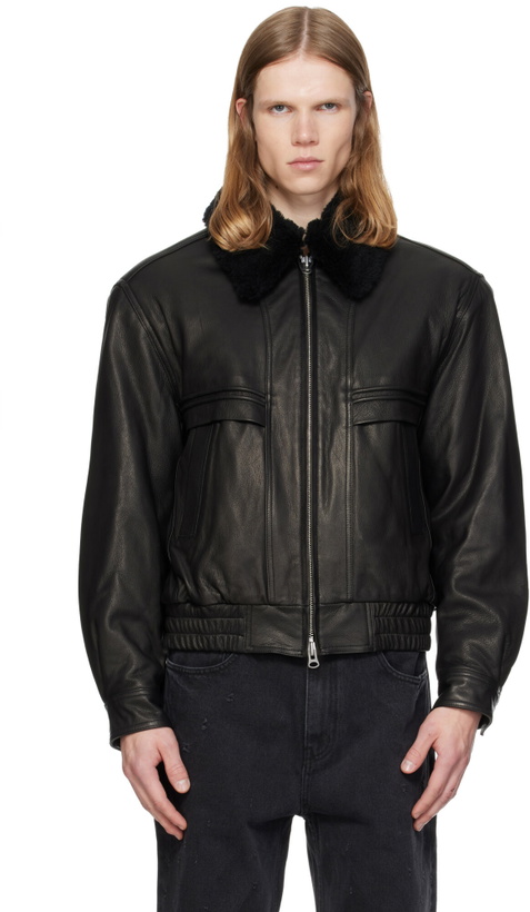 Photo: MMIC Black Calder Leather Bomber Jacket