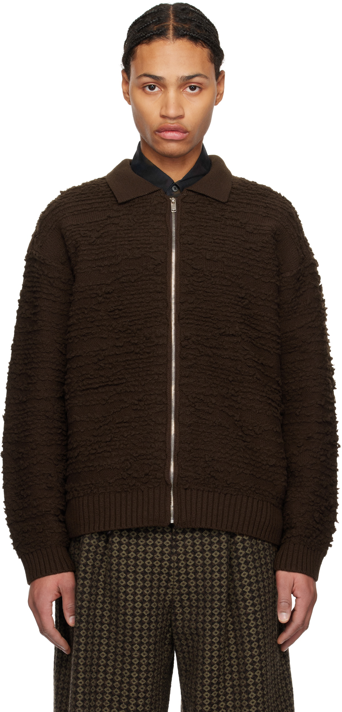 トップス YOKE Bias Border Ds Knit Brown 1 YOKE Bias Border Knit Pants
