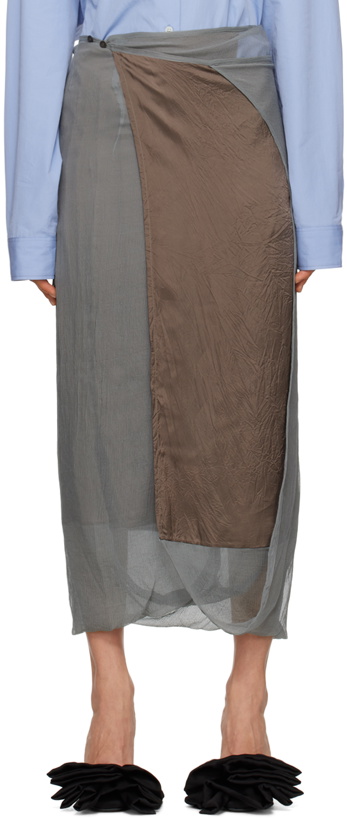 Photo: Dries Van Noten Gray Layered Midi Skirt
