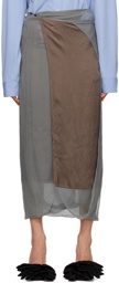 Dries Van Noten Gray Layered Midi Skirt