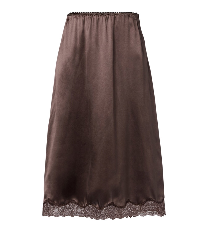 Photo: Magda Butrym Lace-trimmed silk satin slip skirt