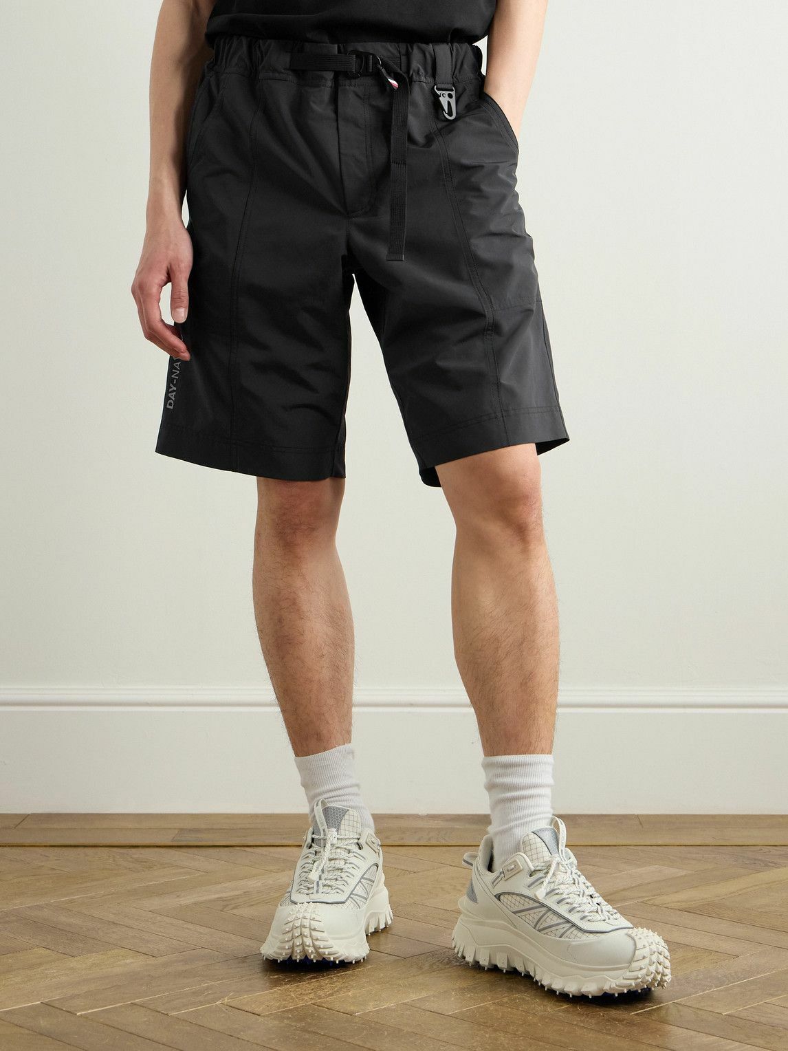 Moncler Grenoble - Day-Namic Straight-Leg Belted Logo-Appliquéd Shell Shorts - Black