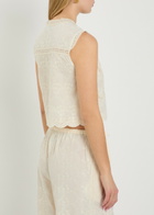 Solaqua Willow Embroidered Cropped Cotton top Ivory