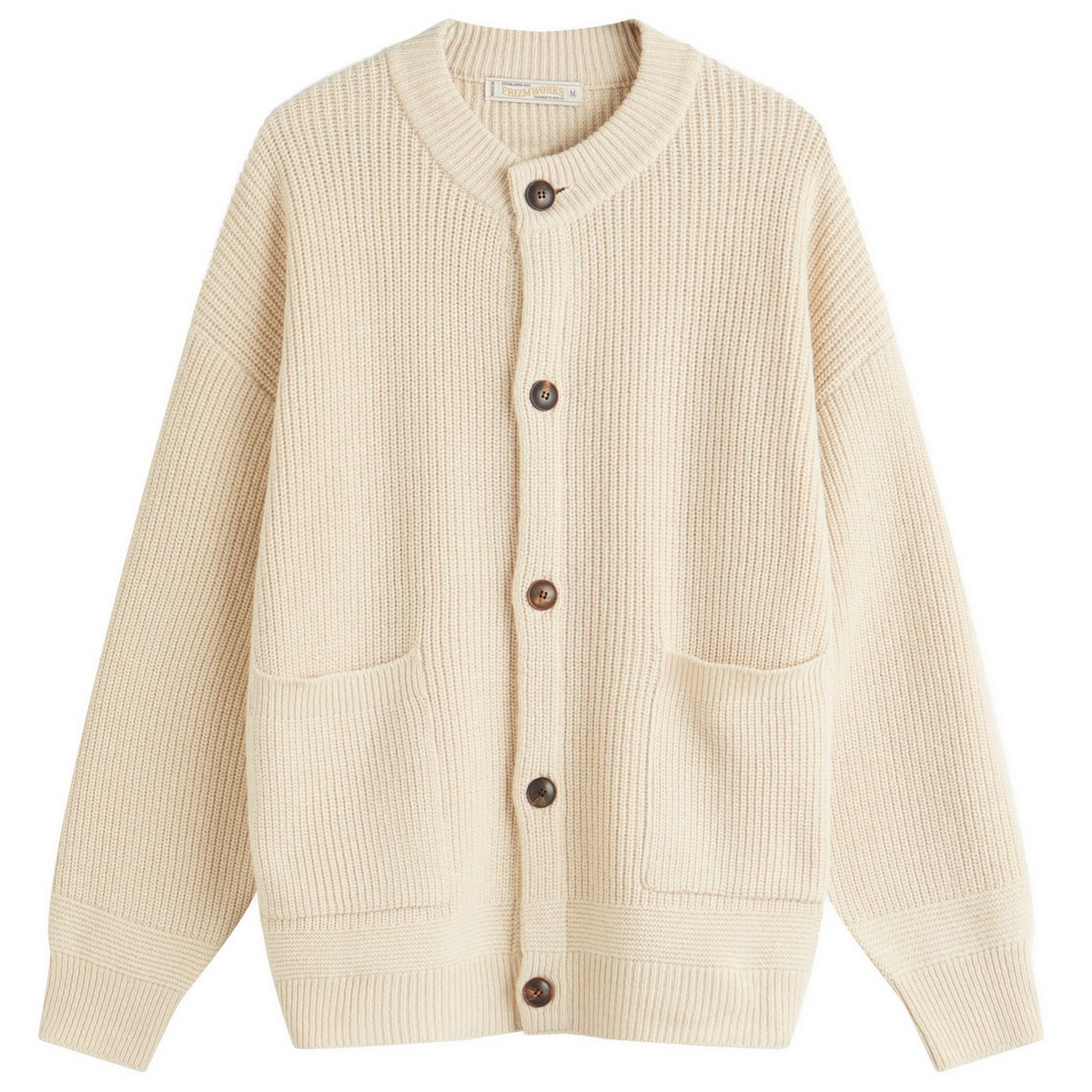 FrizmWORKS Men's Heavy Wool Cardigan in Cream