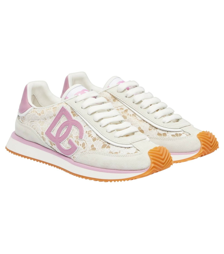 Photo: Dolce&Gabbana DG Cushioned leather-trimmed sneakers