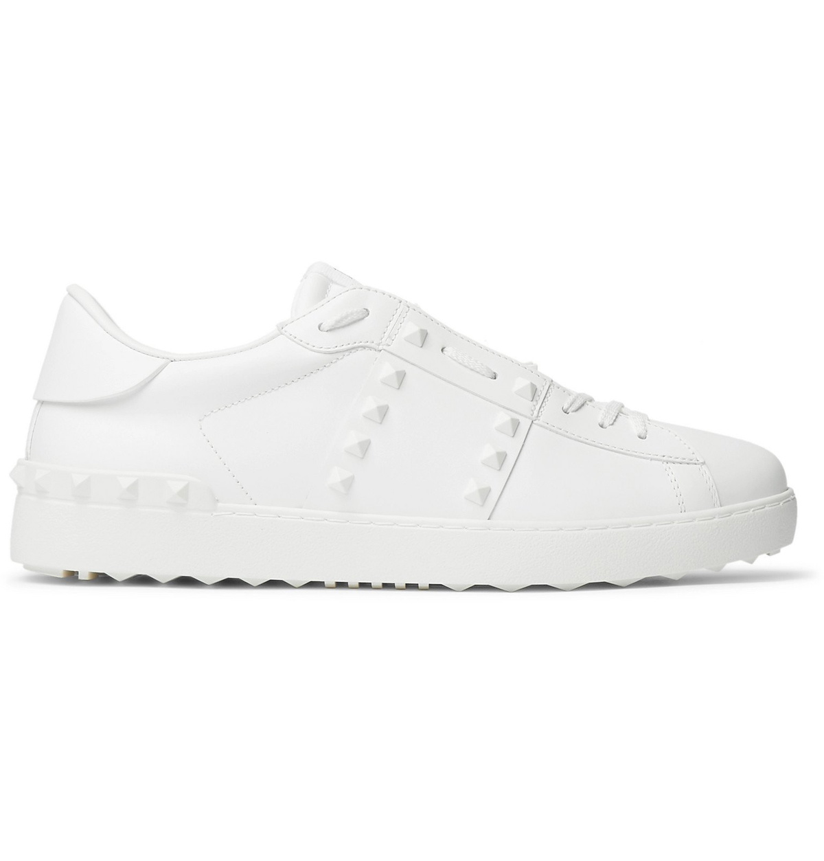 Valentino - Valentino Garavani Open Rockstud Leather Sneakers - White