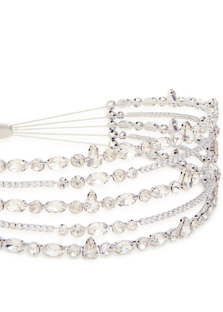 Self-portrait Crystal-embellished Metal Headband - Silver - One Size