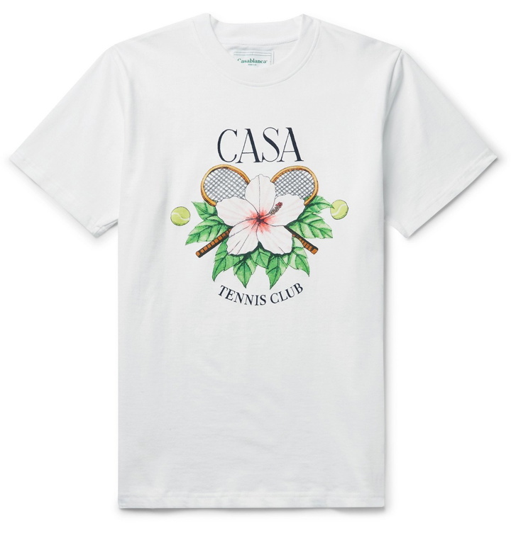 Photo: Casablanca - Printed Cotton-Jersey T-Shirt - White