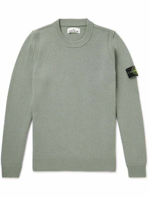 Photo: Stone Island - Logo-Appliquéd Wool-Blend Sweater - Green