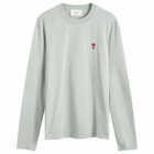 AMI Paris Men's Small A Heart Long Sleeve T-Shirt in Clay Blue