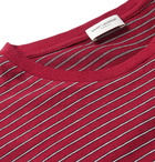 SAINT LAURENT - Logo-Print Striped Cotton-Jersey T-Shirt - Red