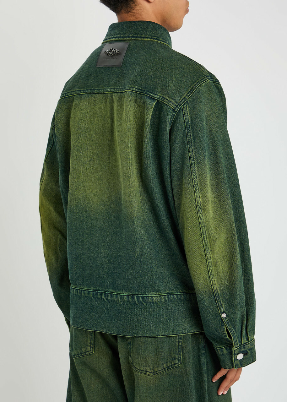 Simone Rocha Crystal-embellished Denim Jacket Green