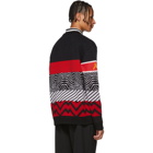 Givenchy Black and Red Mixed Media Logo Sweater