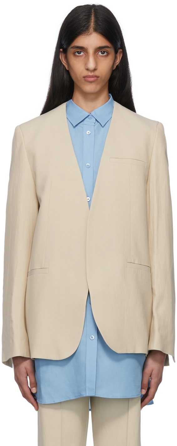 ジャケット TOTEME BEIGE VISCOSE BLAZER WITH HIGH COLLAR Totême Beige Viscose Blazer Toteme