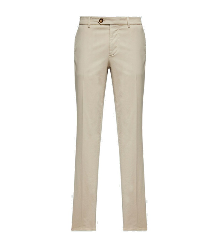 Photo: Brunello Cucinelli Mid-rise cotton-blend slim pants