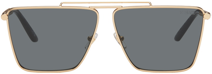 Photo: Versace Gold Tubular Greca Sunglasses