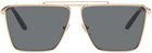 Versace Gold Tubular Greca Sunglasses