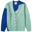 Noma t.d. Men's Hand Knitted Mohair Cardigan in Emerald/Blue