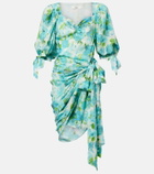 Chloé Draped floral silk minidress