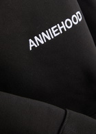 Annie Hood Applique Hooded Cotton Sweatshirt Black