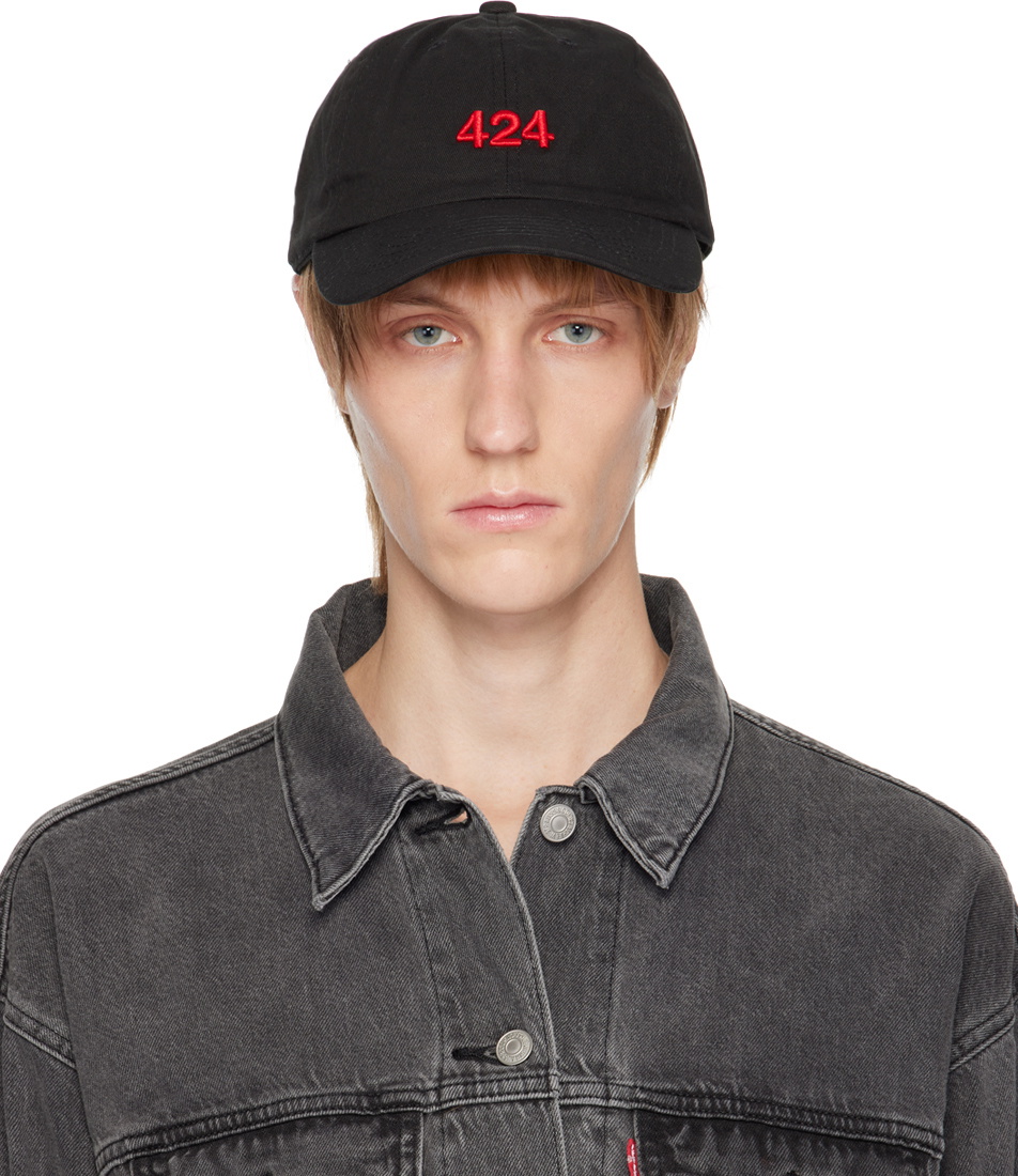 424 Black Embroidered Cap 424