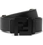 Fendi - 3.5cm Reversible Logo-Print Leather Belt - Black