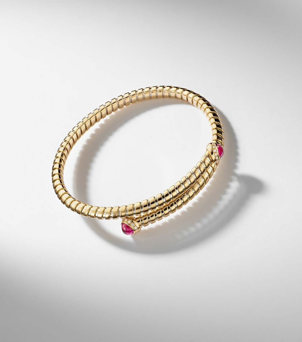 Marina B 18kt yellow gold bangle with rubies and diamonds