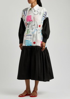 Lovebirds Printed Cotton-poplin Midi Shirt Dress Black