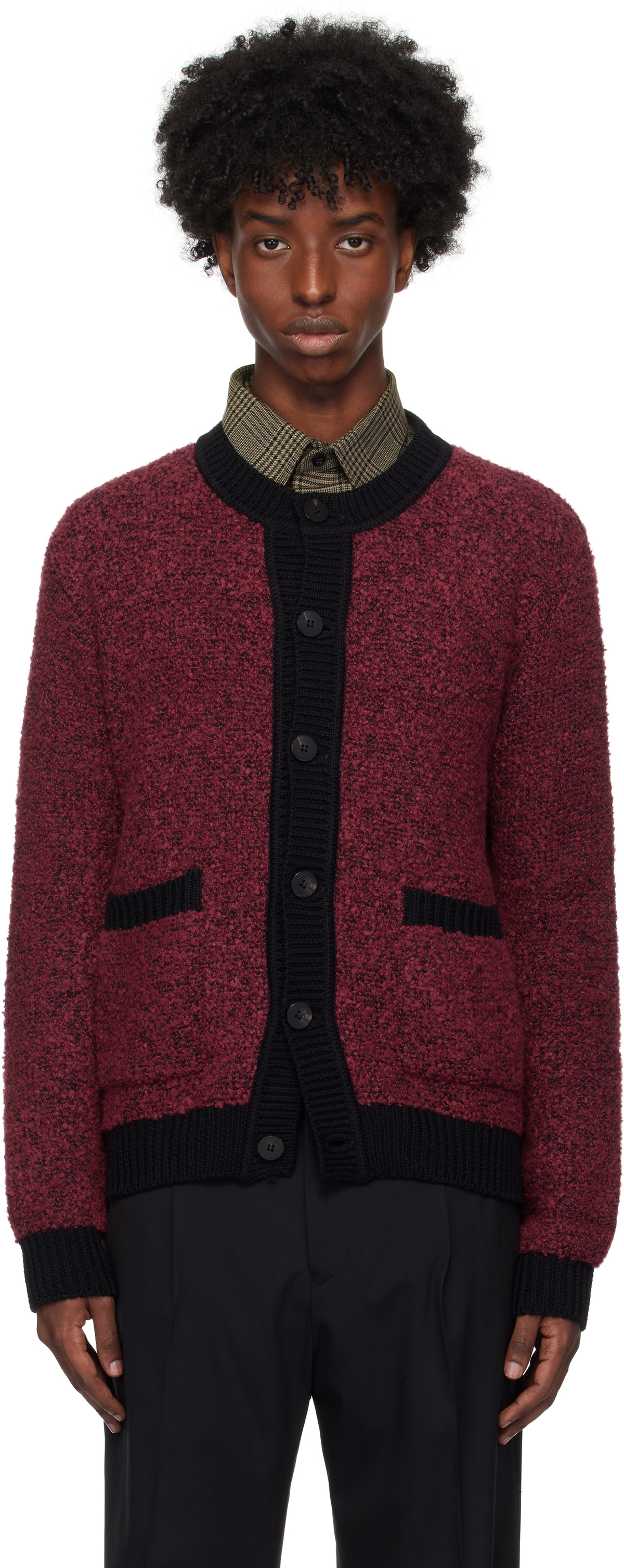 Ernest W. Baker Black & Red Bouclé Cardigan