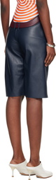 Jean Paul Gaultier Navy 'The Cut-Out Bermuda' Leather Shorts