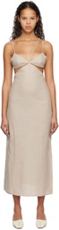 Subtle Le Nguyen Beige Cutout Maxi Dress