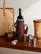 Ralph Lauren Home - Archer Leather Wine Tote and Stainless Steel Cups Set