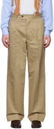 Maison Margiela Beige Raw Edge Waistband Trousers