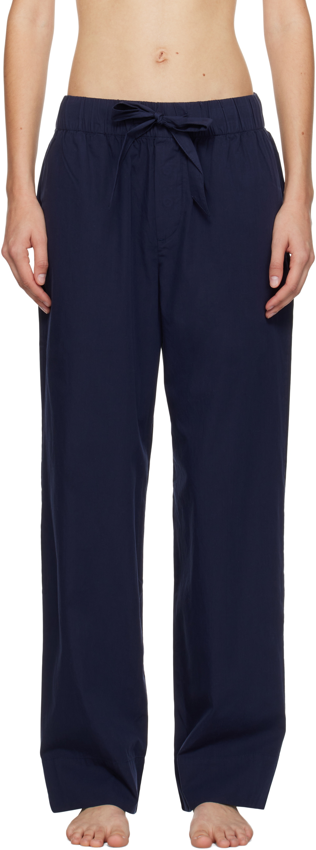 Tekla Navy Poplin Pyjama Pants