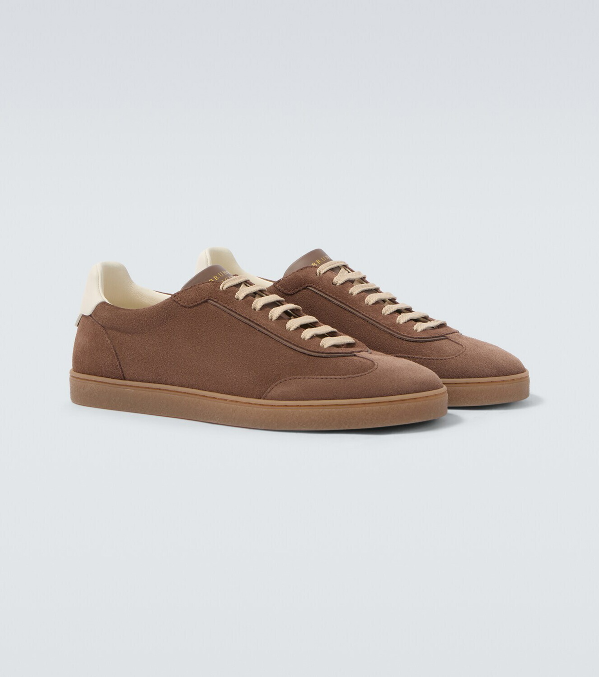Brunello Cucinelli Leather-trimmed suede sneakers