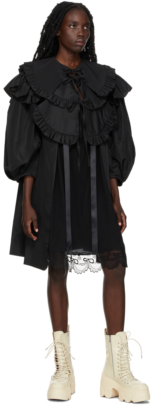 Black frill outlet sleeve dress