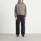 MKI Men's Chunky Rib Knit Hoodie in Grey Melange